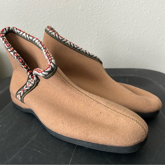 Vintage Daniel green Wool slippers hard bottom 70s southwest trim western 8​​ - Picture 10 of 14
